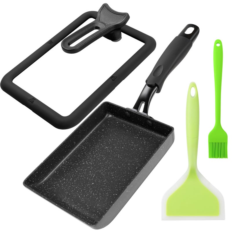 MyLifeUNIT Tamagoyaki Pan with Lid, Japanese Omelette Pan for Gas Stove & Electric Stove, Nonstick Square Egg Pan Skillet 7.3" x 5.3" - Image 1