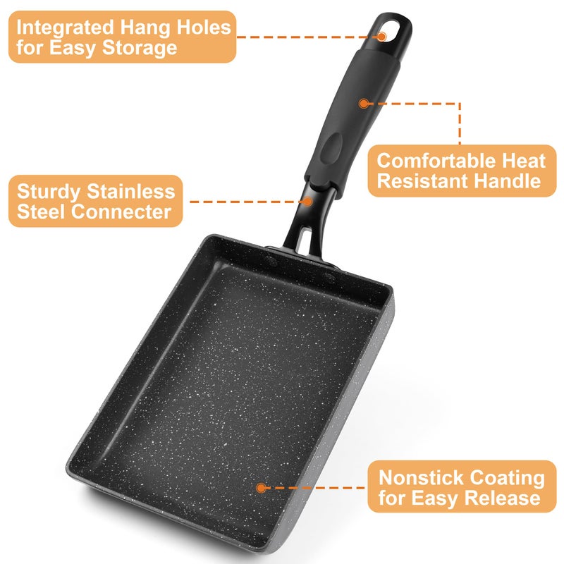 MyLifeUNIT Tamagoyaki Pan with Lid, Japanese Omelette Pan for Gas Stove & Electric Stove, Nonstick Square Egg Pan Skillet 7.3" x 5.3" - Image 5