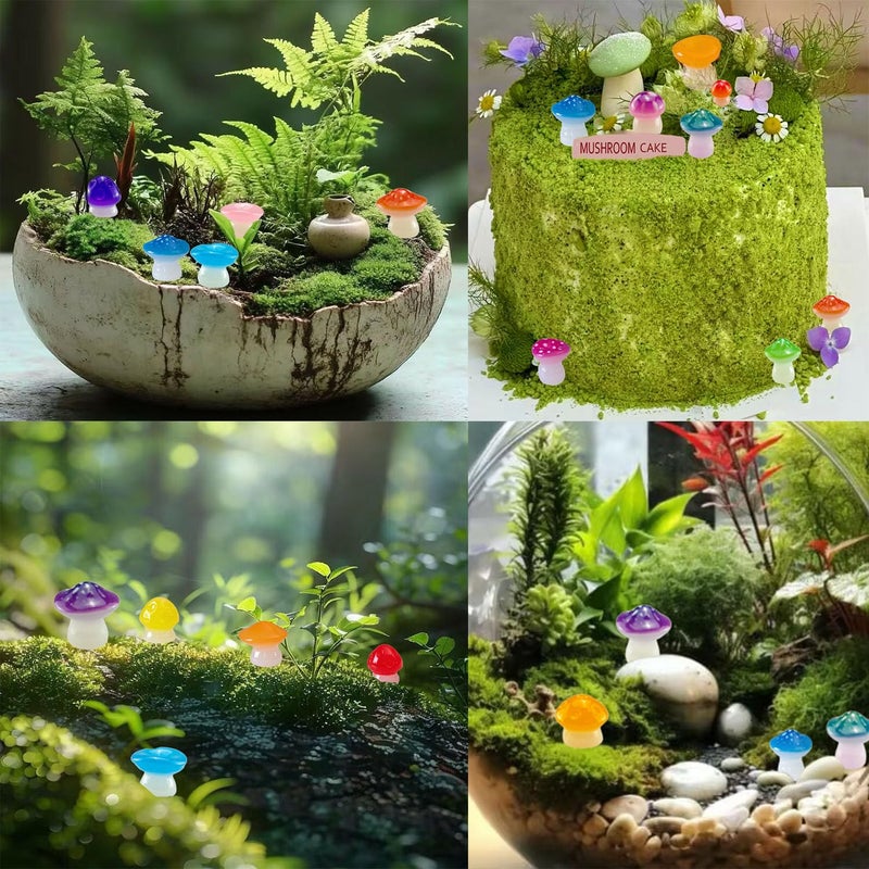 Dabshuyikk 160 Pcs Various Mini Mushroom Figurines Luminous Glow in The Dark,Luminous Tiny Mushrooms for Lawn Garden Micro Landscape Decoration,18 Styles - Image 4