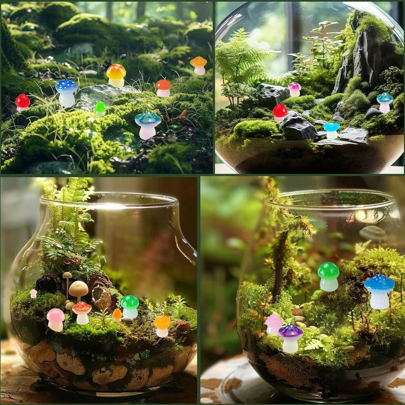 Dabshuyikk 160 Pcs Various Mini Mushroom Figurines Luminous Glow in The Dark,Luminous Tiny Mushrooms for Lawn Garden Micro Landscape Decoration,18 Styles - Image 5