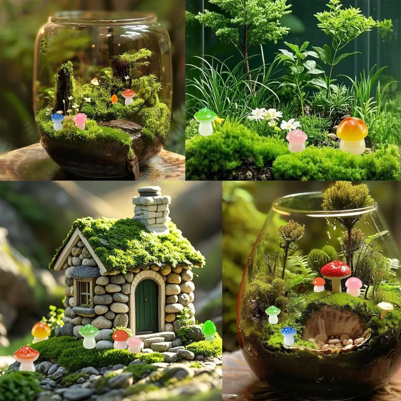 Dabshuyikk 160 Pcs Various Mini Mushroom Figurines Luminous Glow in The Dark,Luminous Tiny Mushrooms for Lawn Garden Micro Landscape Decoration,18 Styles - Image 3