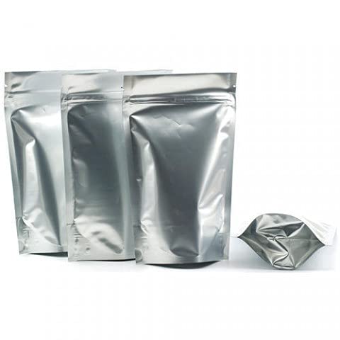 Deera Deera Ziplock Airtight Standee Stand up SilverCromePolyester Lamination PouchCoverBag with zipper selfseal and reusableSilver160mmX230mm PACK OF 25  - Image 5