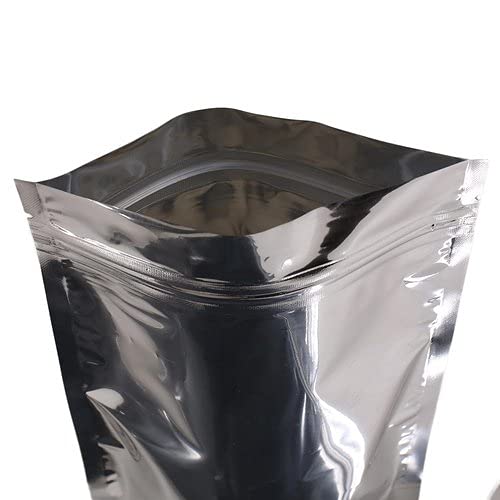 Deera Deera Ziplock Airtight Standee Stand up SilverCromePolyester Lamination PouchCoverBag with zipper selfseal and reusableSilver160mmX230mm PACK OF 25  - Image 3