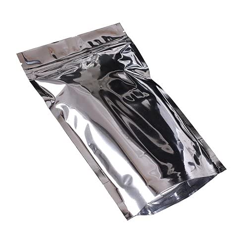 Deera Deera Ziplock Airtight Standee Stand up SilverCromePolyester Lamination PouchCoverBag with zipper selfseal and reusableSilver160mmX230mm PACK OF 25  - Image 1