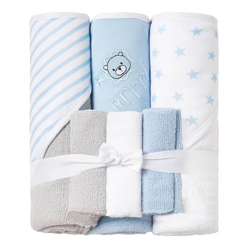 Viviland Baby Towels and Baby Wash Cloths Set Hooded Baby Towels Baby Wipes Absorbent Bath Face Towels Burp Cloths or Face Towels for Girl Boy 6Pack Size 28 x 28 InchLion - Image 1