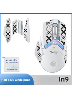For Infiq In9 Mouse Anti-Slip Sticker In9PRO Sticker Sweat-proof Sweat-absorbent Sticker Palm Sticker Printing Protective Film-color:[Half Pack] One White Printed Mouse Sticker