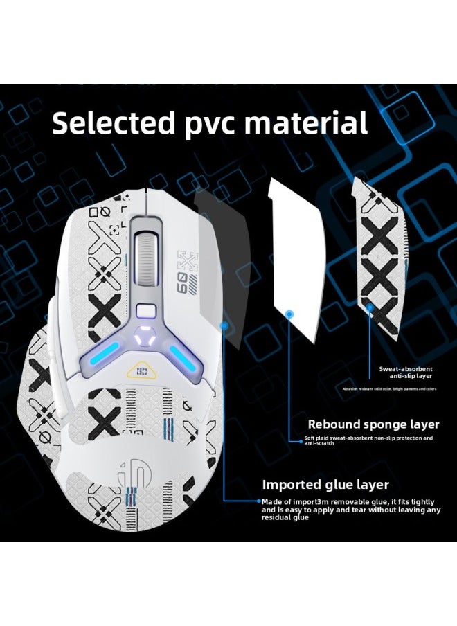 Generic - For Infiq In9 Mouse Anti-Slip Sticker In9PRO Sticker Sweat-proof Sweat-absorbent Sticker Palm Sticker Printing Protective Film-color:[Half Pack] One White Printed Mouse Sticker - Image 1