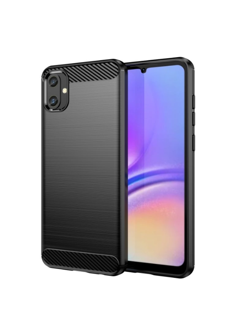Samsung Galaxy A05 Rugged Shield Protective Cover with Brushed Texture Carbon Fiber Pattern, Shockproof TPU, Anti-Slip, Ultra Thin, Shock Absorption - Black  - Image 1