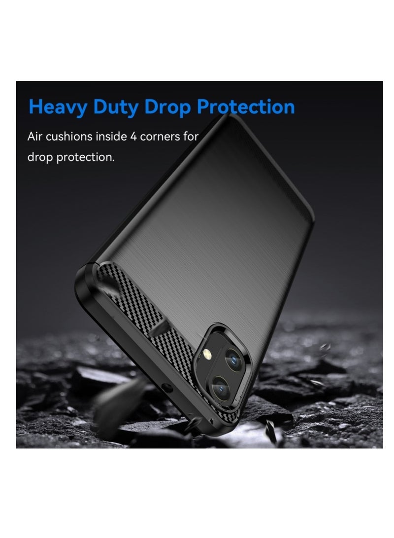 Samsung Galaxy A05 Rugged Shield Protective Cover with Brushed Texture Carbon Fiber Pattern, Shockproof TPU, Anti-Slip, Ultra Thin, Shock Absorption - Black  - Image 3