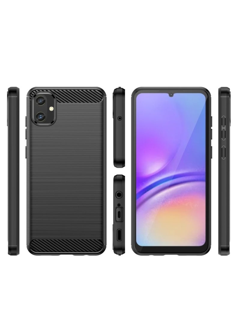 Samsung Galaxy A05 Rugged Shield Protective Cover with Brushed Texture Carbon Fiber Pattern, Shockproof TPU, Anti-Slip, Ultra Thin, Shock Absorption - Black  - Image 2