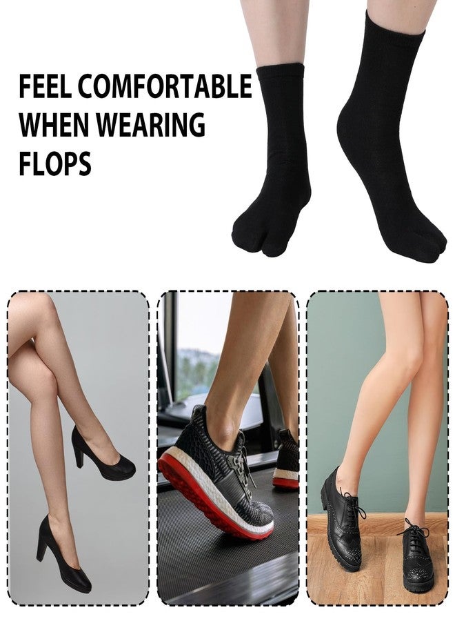JIYIN 6 Pairs Flip Flop Socks, Elastic Tabi Split Toe Socks Wicking Cotton Socks Non Slip Toe Socks for Women Men(Black) - Image 5