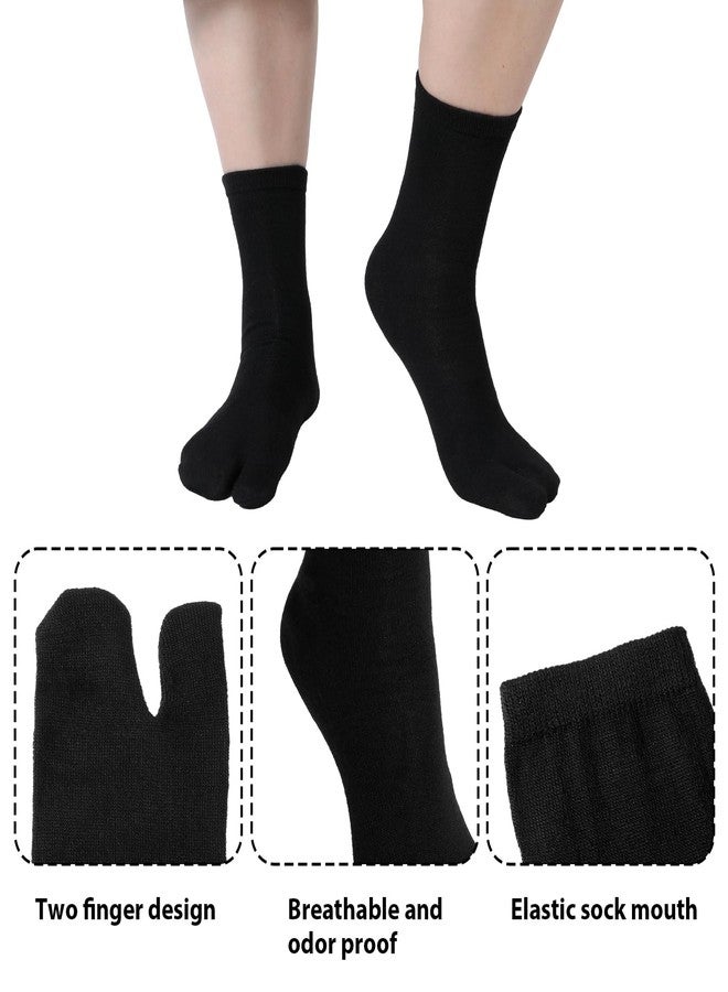 JIYIN 6 Pairs Flip Flop Socks, Elastic Tabi Split Toe Socks Wicking Cotton Socks Non Slip Toe Socks for Women Men(Black) - Image 2