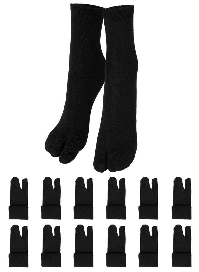 JIYIN 6 Pairs Flip Flop Socks, Elastic Tabi Split Toe Socks Wicking Cotton Socks Non Slip Toe Socks for Women Men(Black) - Image 1