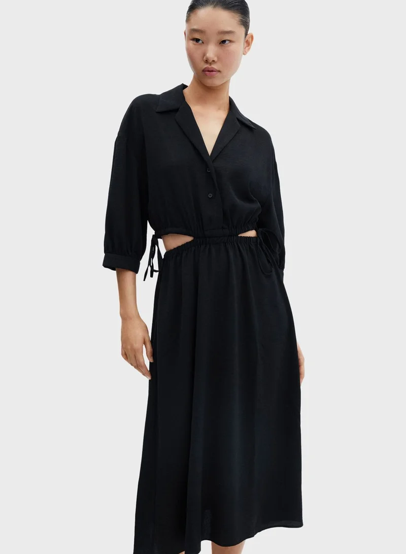 مانجو Cut Out Balloon Sleeve Dress