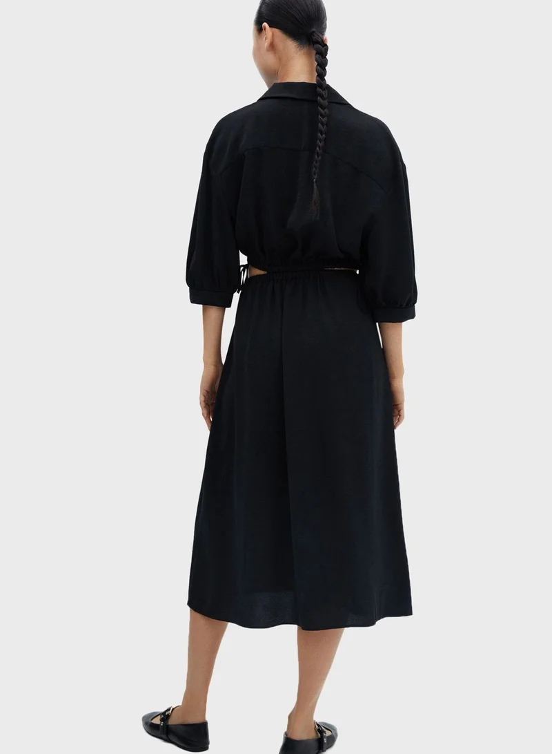 مانجو Cut Out Balloon Sleeve Dress