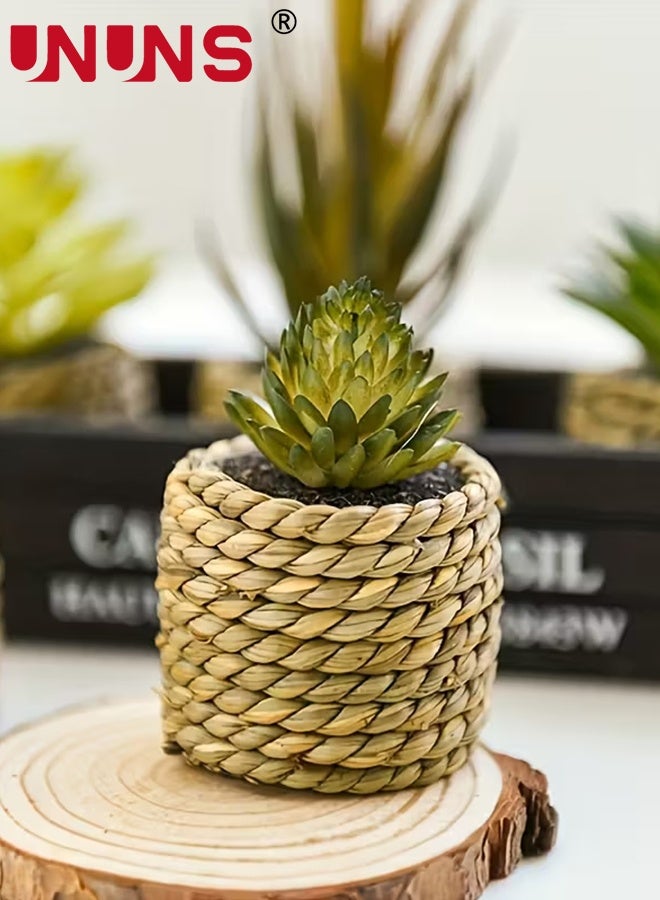 UNUNS Fake Plants Potted,5pcs Set of Artificial Potted Plants,Artificial Aloe Vera,Fake Succulents,Realistic Mini Bonsai Ornament for Home Bathroom Bedroom Windowsills,9x5.5cm - Image 3