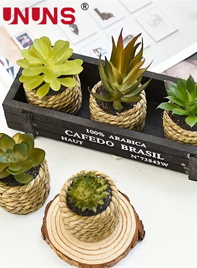UNUNS Fake Plants Potted,5pcs Set of Artificial Potted Plants,Artificial Aloe Vera,Fake Succulents,Realistic Mini Bonsai Ornament for Home Bathroom Bedroom Windowsills,9x5.5cm - Image 2
