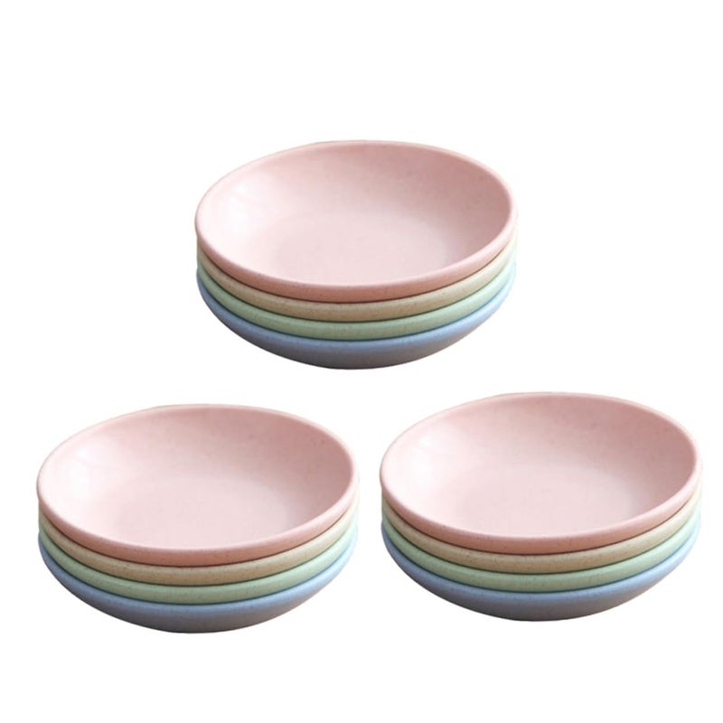 12 Pcs Assorted Color Wheat Straw Sauce Plates Easy to Clean Stain Resistant - Image 2