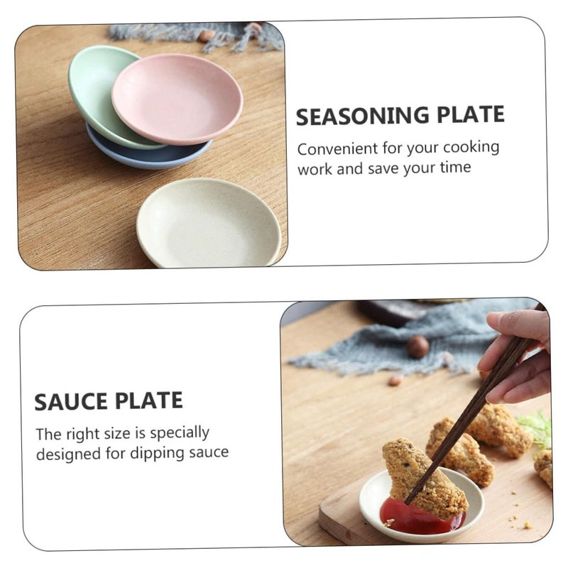 12 Pcs Assorted Color Wheat Straw Sauce Plates Easy to Clean Stain Resistant - Image 5