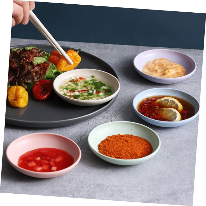 12 Pcs Assorted Color Wheat Straw Sauce Plates Easy to Clean Stain Resistant - Image 4