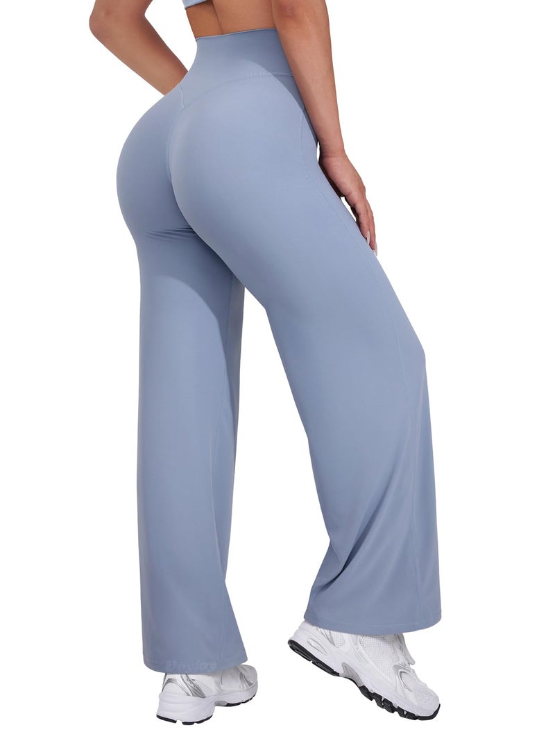VOYJOY Straight Leggings Bottoms Wide Leg Pants for Women 29"/ 31.5"/33"/35" High Waist Stretch Casual Sweatpants - Image 1