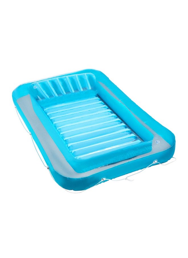 Hoovy - Inflatable Tanning Pool Lounge Float ; Personal Pool Lounger With Pillow ; Inflatable Tanning Pool Bed (Blue) ; 13 Years+ - Image 1