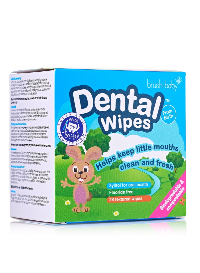Brush-Baby Dental Wipes for Babies | Fluoride Free | Individually Wrapped | 28 Wipes | Suitable from Birth - Image 1