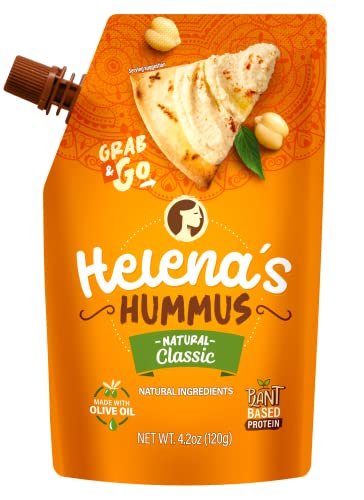 Helena Hummus (3-pack), Shelf-Stable, No Added Preservatives, 2 Natural Classic 4.23 oz and 1 Roasted Bell Pepper Hummus To-Go, 4.23 oz (1 Tripack) - Image 2