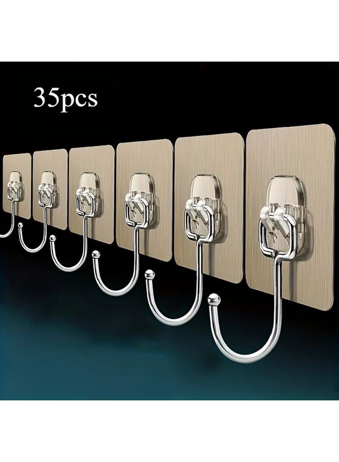 35pcs Transparent Adhesive Wall Hooks Reusable Waterproof Oilproof for Kitchen Bathroom - Image 1