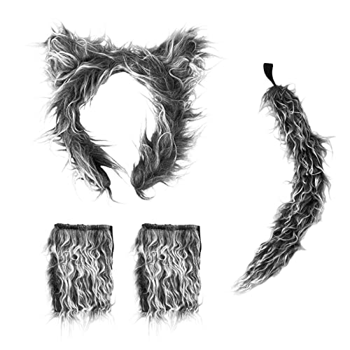 IncreDecor Wolf Ears Costume Set with Headband,Gloves,Tail for Women,Girls,Kids, Halloween Animal Dress-Up Accessories Kit - Image 1