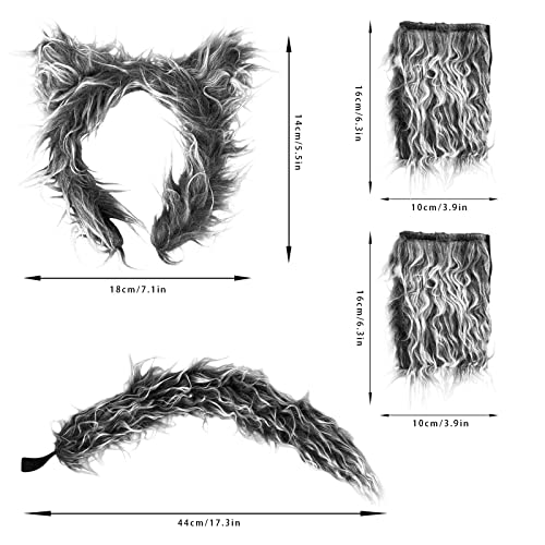 IncreDecor Wolf Ears Costume Set with Headband,Gloves,Tail for Women,Girls,Kids, Halloween Animal Dress-Up Accessories Kit - Image 3