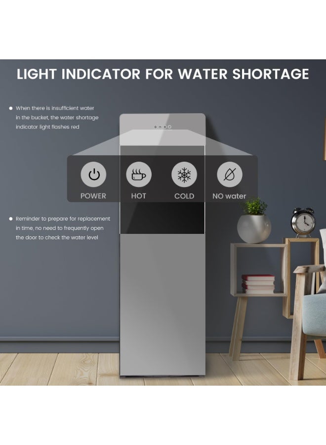 WALALLA Bottom Loading Water Dispenser for 5 Gallon Bottles, Hot Cold & Warm Temperature, Stainless Steel Freestanding Water Cooler Dispenser for Home & Office, Silver Gray - Image 4