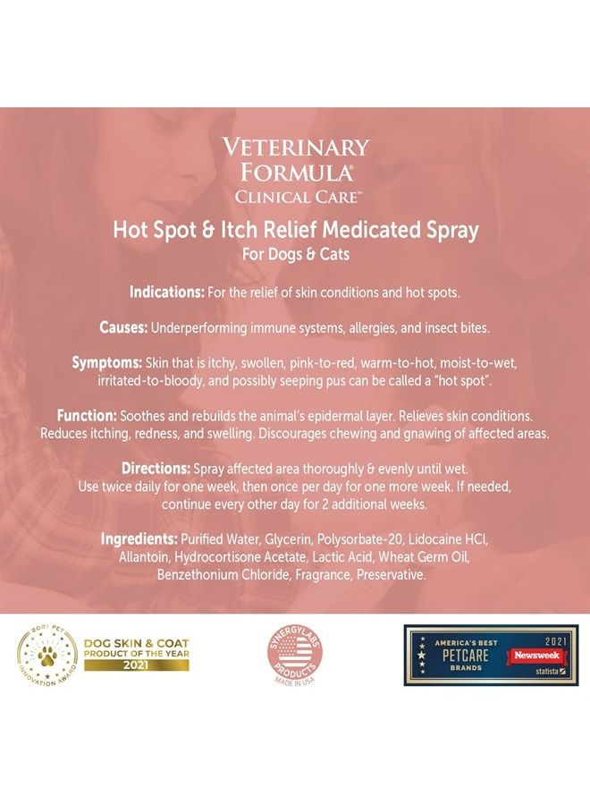 Veterinary Formula Clinical Care Hot Spot & Itch Relief Medicated Shampoo for Dogs and Cats 16oz – Helps alleviate sensitive skin, scratching, and licking of coat 