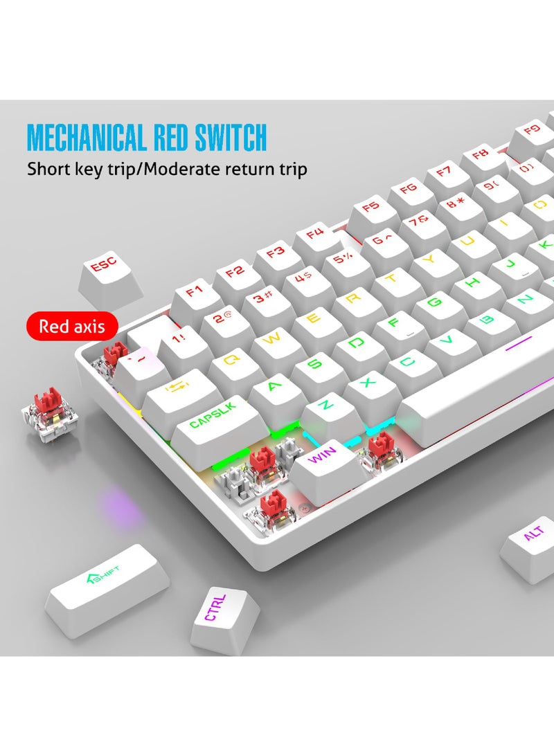 Rock Pow ROCK POW Wired Gaming Keyboard English 104 Keys Mechanical Keyboard with RGB Backlit 19 Modes, Media Control Knob, PBT Keycaps for PC Gaming and Working (Red Switch)  - Image 2
