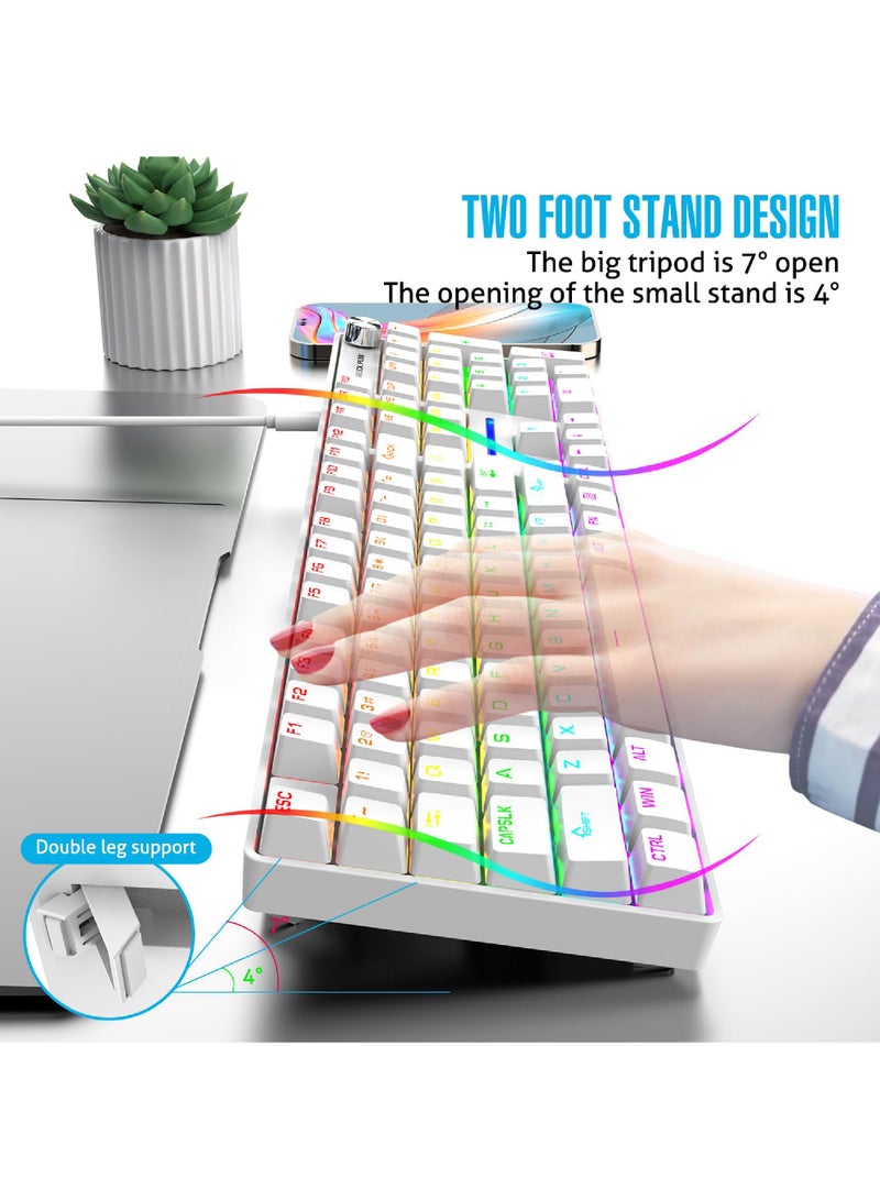 Rock Pow ROCK POW Wired Gaming Keyboard English 104 Keys Mechanical Keyboard with RGB Backlit 19 Modes, Media Control Knob, PBT Keycaps for PC Gaming and Working (Red Switch)  - Image 5