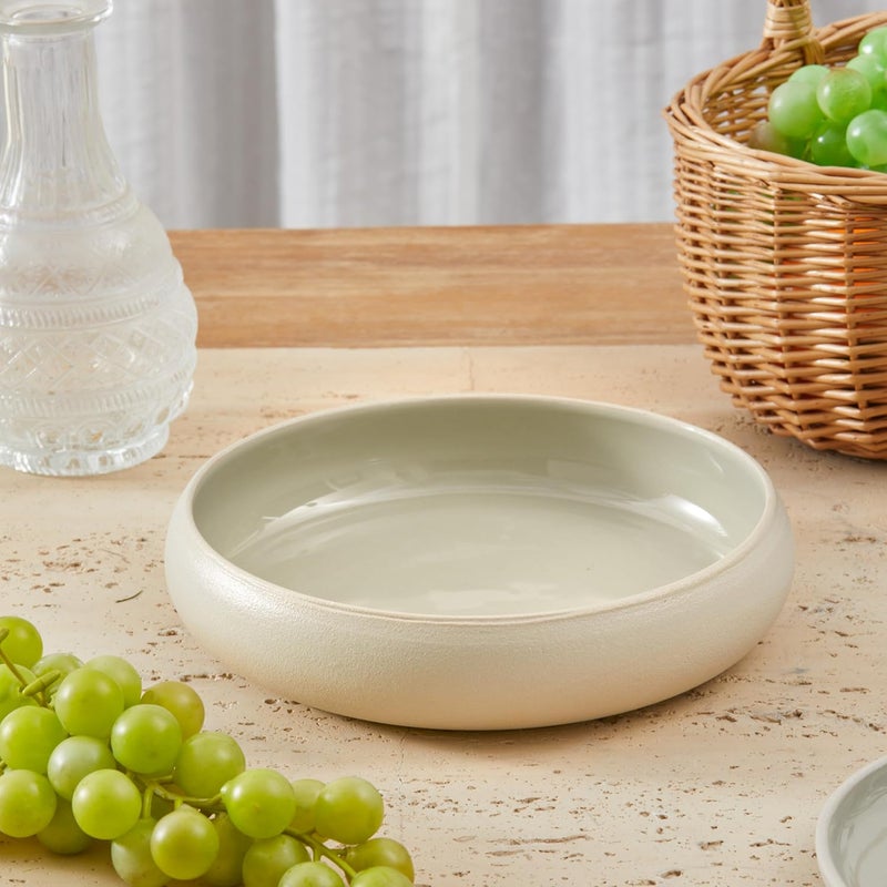 Bico Reactive Glaze Light Grey 38oz Stoneware Pasta Bowls Set Set of 2 Microwave and Dishwasher Safe for Spaghetti Pasta Soup - Image 3