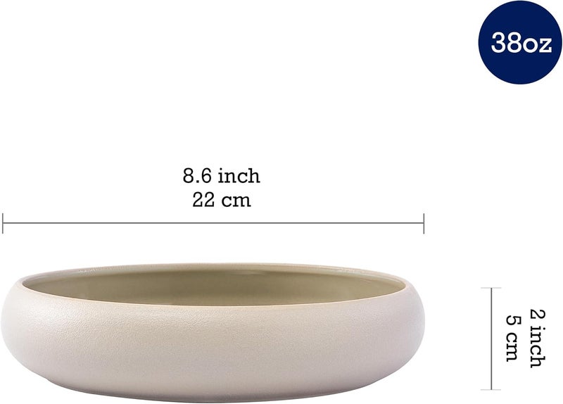 Bico Reactive Glaze Light Grey 38oz Stoneware Pasta Bowls Set Set of 2 Microwave and Dishwasher Safe for Spaghetti Pasta Soup - Image 2