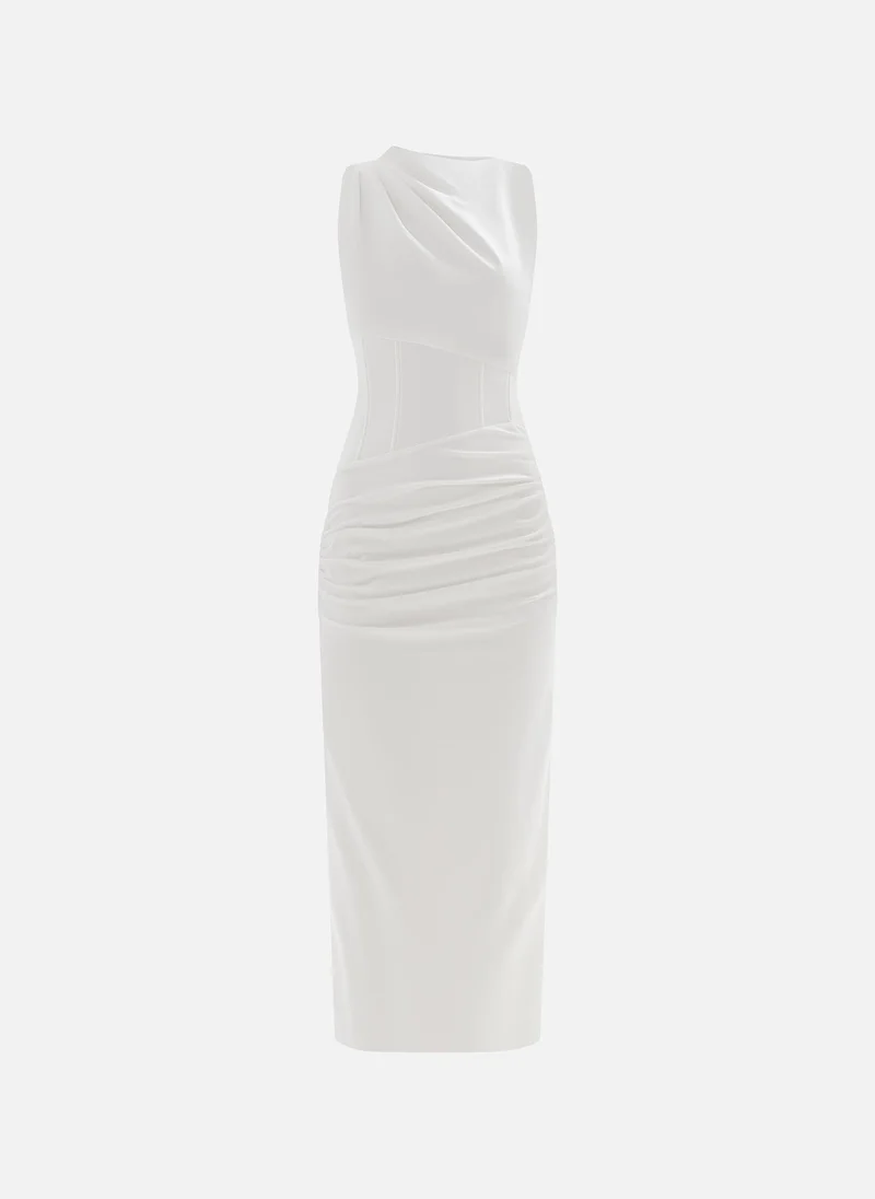 Lichi Midi dress with asymmetrical corset insert