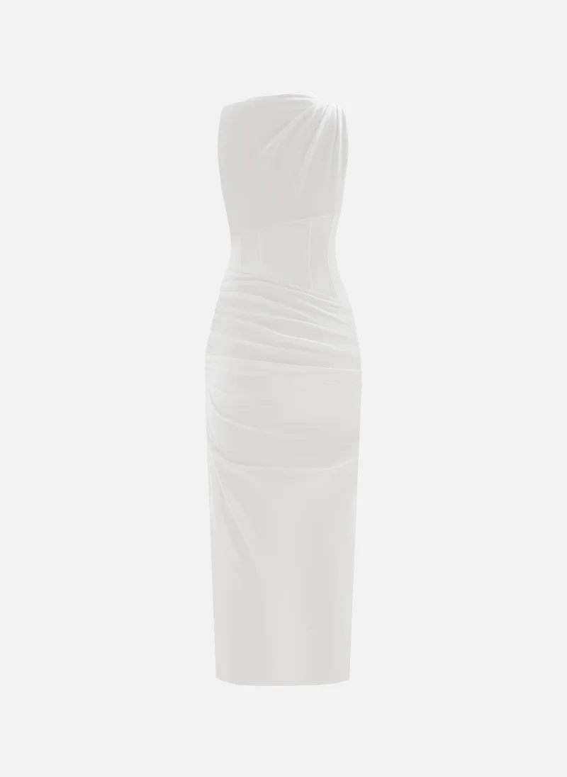 Lichi Midi dress with asymmetrical corset insert