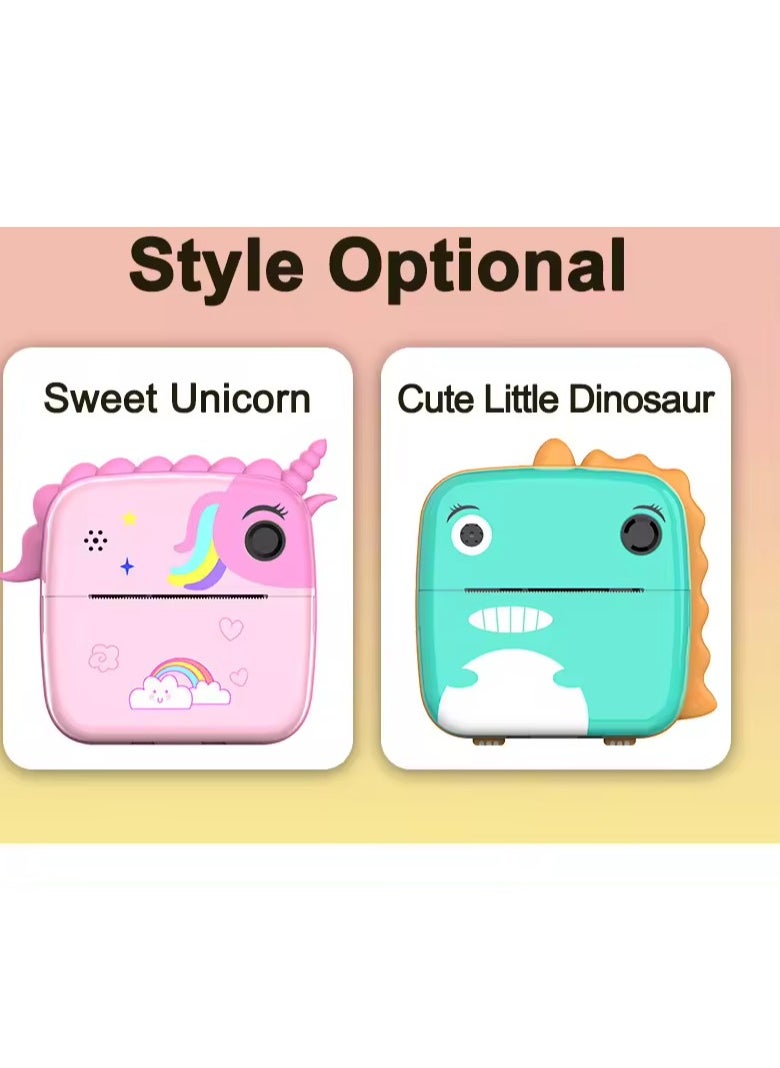 Generic 2024 Cartoon Unicorn Little Dinosaur Children's Cute Dual Camera Mini Instant Photo Black and White Printing Kids Photo toy  - Image 5