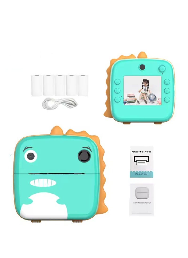 Generic 2024 Cartoon Unicorn Little Dinosaur Children's Cute Dual Camera Mini Instant Photo Black and White Printing Kids Photo toy  - Image 2