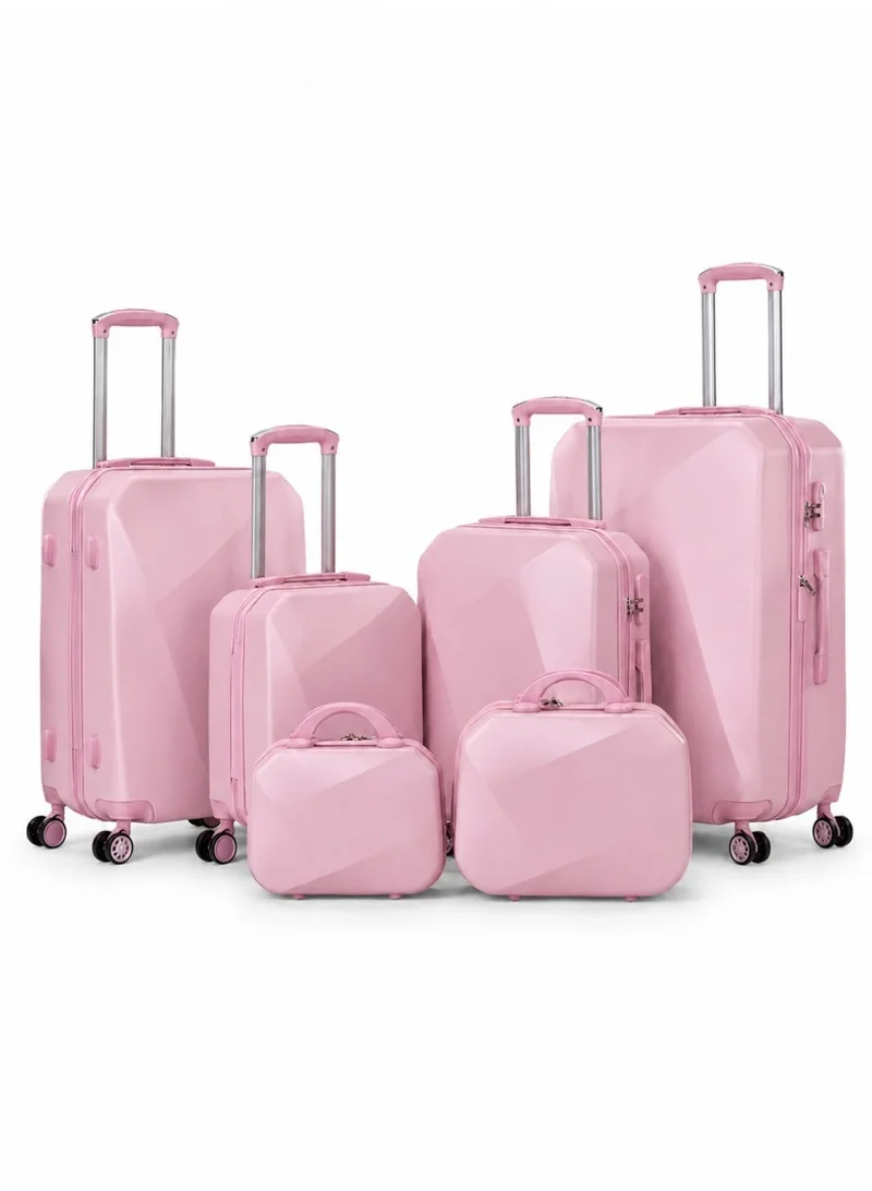 Limra Hardside 6 Piece Luggage Trolley Set Pink