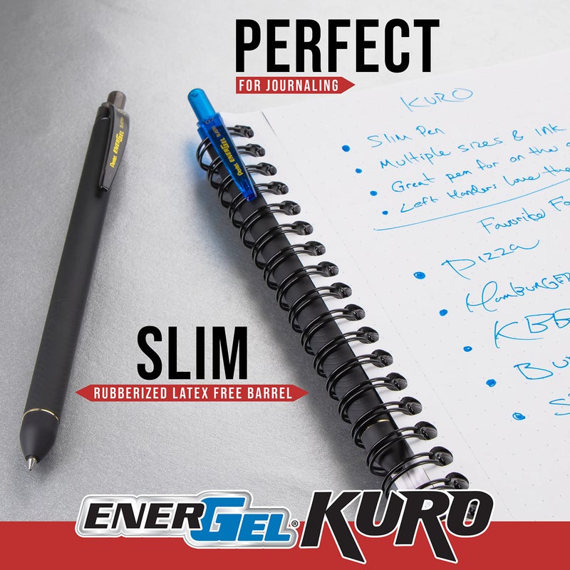 Pentel EnerGel Kuro Liquid Gel Pen, 0.7mm, Medium line, Assorted Ink, 12-Pk (BL437R1BP12M1) - Image 2