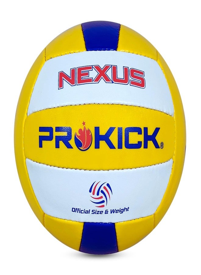 Prokick Nexus Hand Stitched 18-P Volleyball, Yellow/Blue/White (Size 4) - Image 1