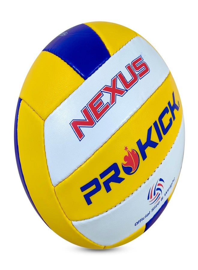 Prokick Nexus Hand Stitched 18-P Volleyball, Yellow/Blue/White (Size 4) - Image 3