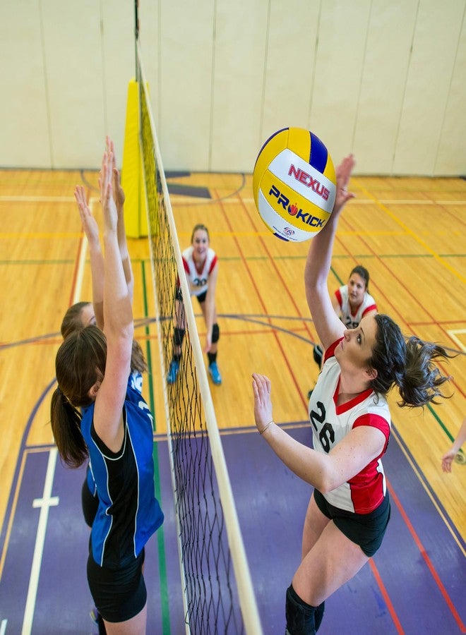 Prokick Nexus Hand Stitched 18-P Volleyball, Yellow/Blue/White (Size 4) - Image 5