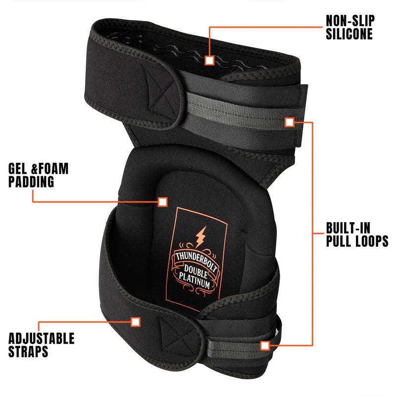 Thunderbolt Knee Pads for Men Construction Knee Pads for Work for Men and Women with Double Gel for Gardening Flooring Roofing Heavy Duty with Extra Thick Foam and Strong Adjustable Non-Slip Straps - Image 4