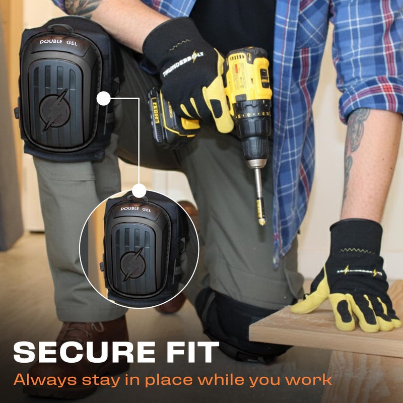 Thunderbolt Knee Pads for Men Construction Knee Pads for Work for Men and Women with Double Gel for Gardening Flooring Roofing Heavy Duty with Extra Thick Foam and Strong Adjustable Non-Slip Straps - Image 3
