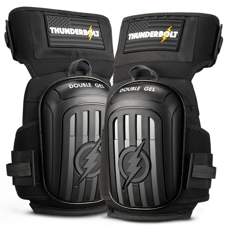Thunderbolt Knee Pads for Men Construction Knee Pads for Work for Men and Women with Double Gel for Gardening Flooring Roofing Heavy Duty with Extra Thick Foam and Strong Adjustable Non-Slip Straps - Image 1
