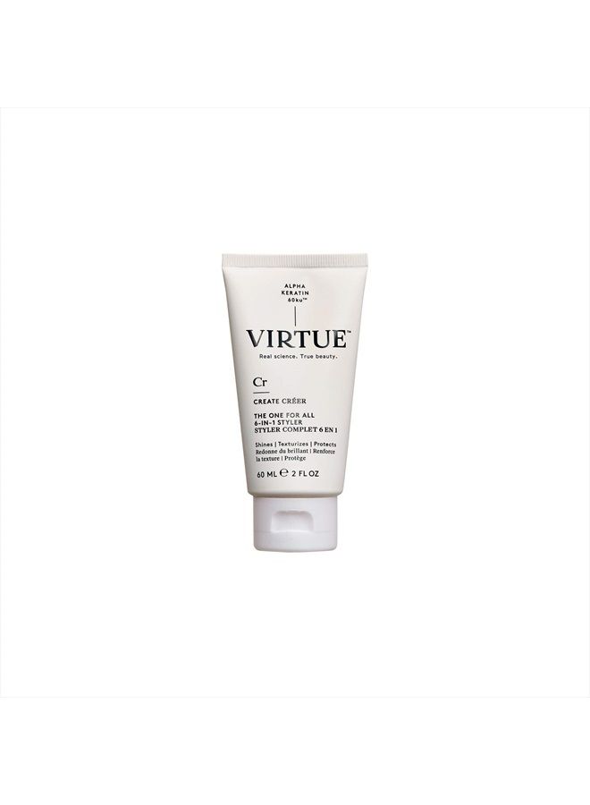 VIRTUE 6-IN-1 Styler Cream 2 FL OZ | Travel Size | Alpha Keratin Shines, Texturizes, Repairs, Strengthens, Hydrates Hair | Sulfate Free, Paraben Free, Color Safe, Vegan - Image 1